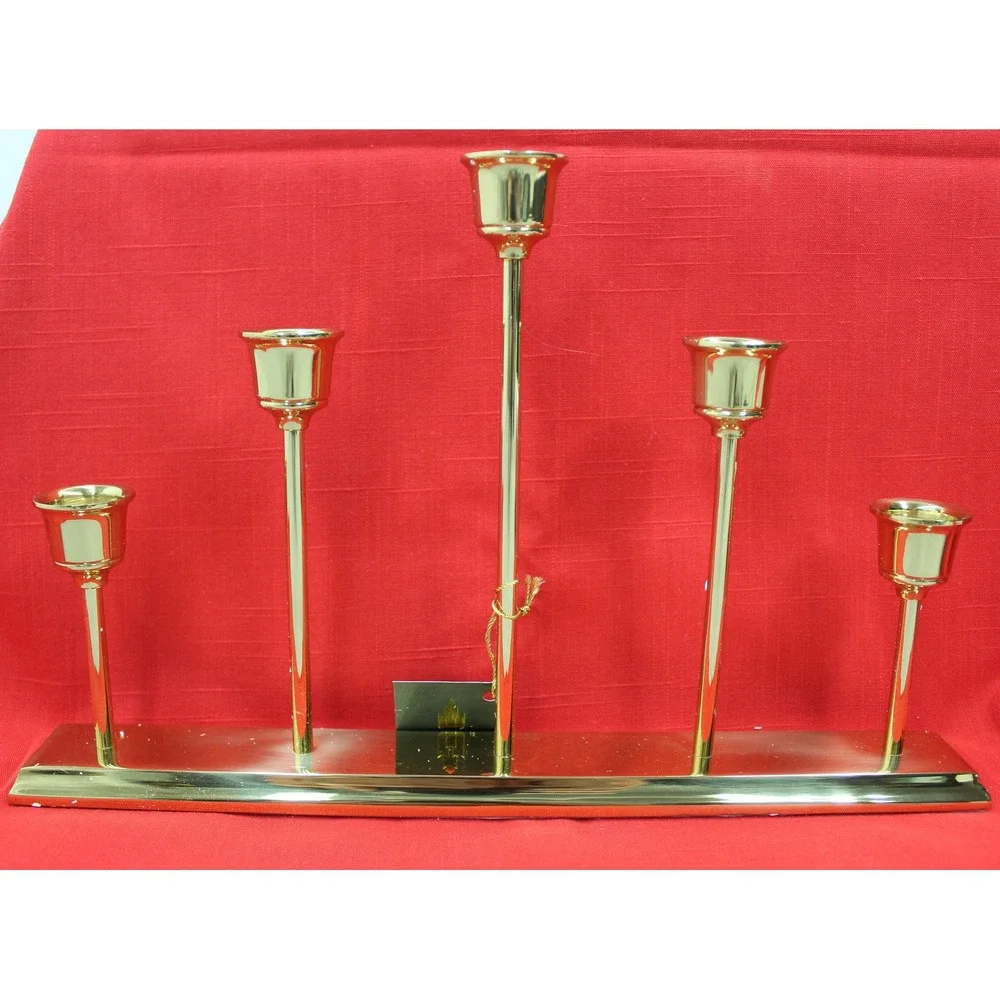 PartyLite Candelabra Gold Quintette Brass 5-Light Taper Holder P0154 Holidays